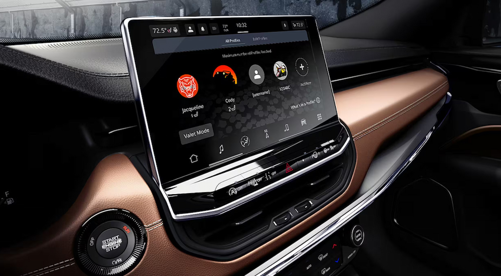 The infotainment screen in a 2024 Jeep Compass.